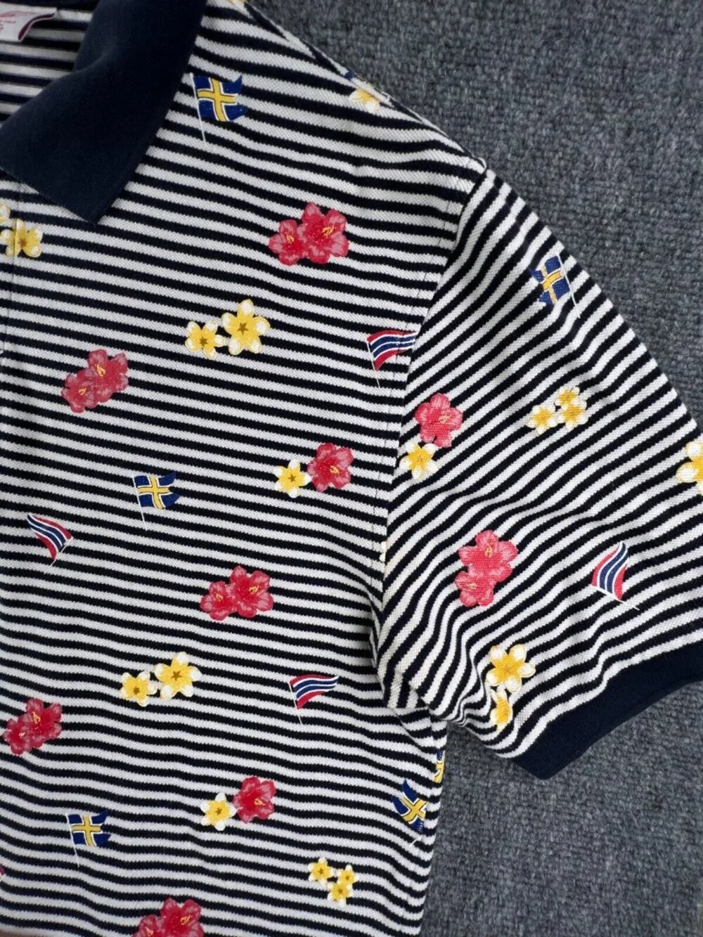 Brooks Brothers Floral Flags Short Sleeve Polo Shirt Striped Large Original Fit - Picture 12 of 15